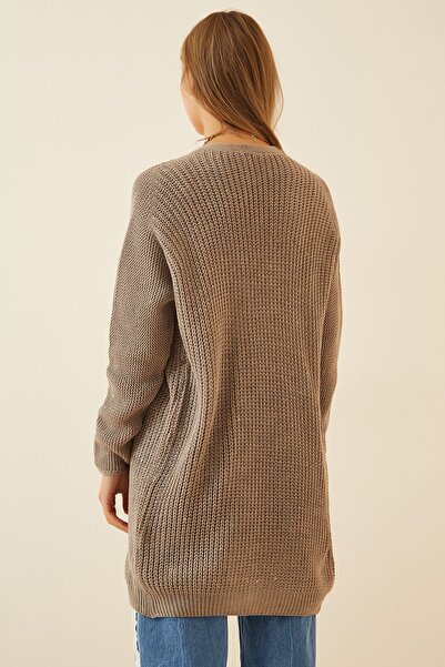 Happiness İstanbul Dámský béžový úplet Thessaloniki Basic Knitwear Cardigan YG00095