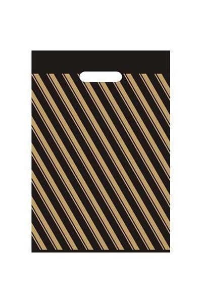 ECOPLAST Reinforced Snap Fastener Black Striped Diagonal Shop Bag 4 No 40*50 cm