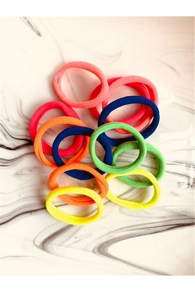 Yeşim Aksesuar 12-Piece Colorful Women's Luxury Ring Bun/Braid Elastic Hair Rubber Hairpin Set
