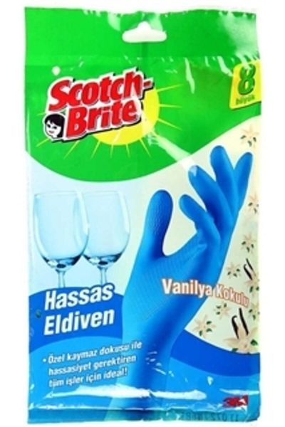 3M Vanilla Scented Sensitive Blue Gloves - Scotch Brite No:8