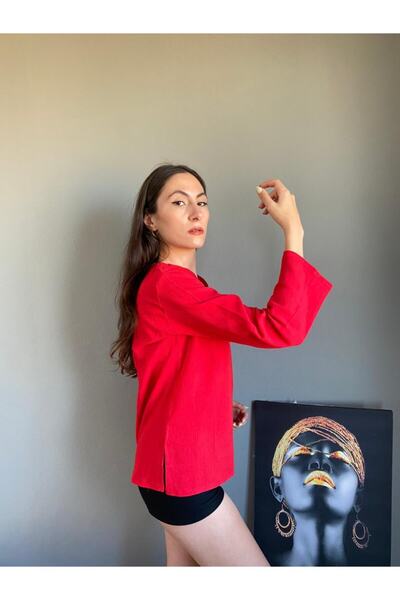 Esvap Butik Long Sleeve Blouse Şile Bezi Front Embroidered