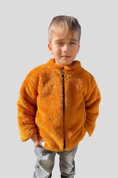 ipek atlas Plush Boy's Cinnamon Zip Long Sleeve Welsoft Cardigan