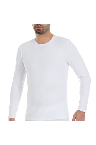 Yıldız Çamaşır Men's White Long Sleeve V-Neck Lycra Bodysuit