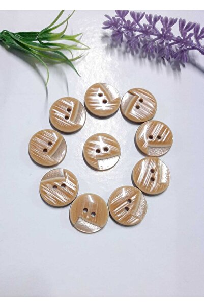 İDİL Colorful Button Colorful Button 10 Pieces Hobby Supplies 2cm Milky Brown...