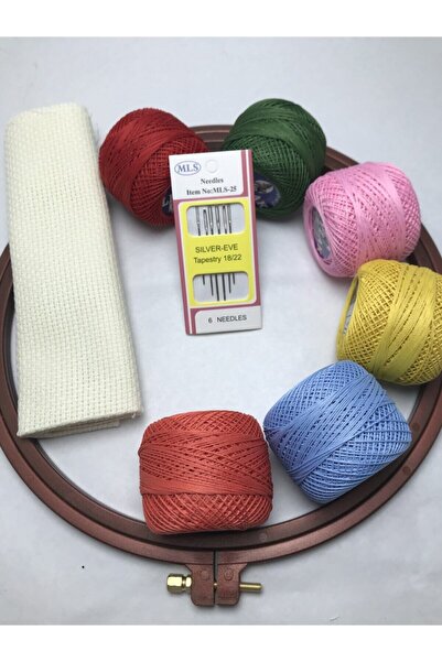 Sermet Süs Dünyası Etamin Işleme Seti Nakış Kiti +kasnak+ip+iğne+kumaş