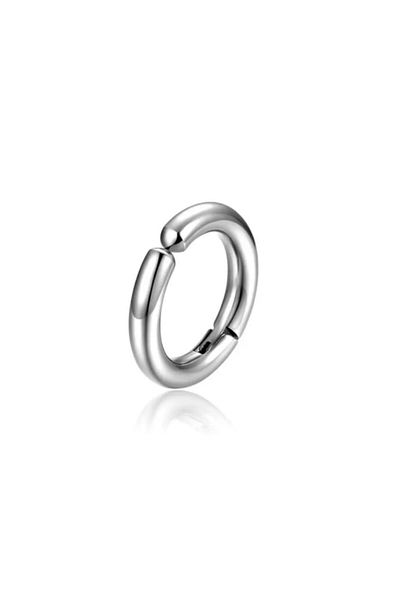 Jaida Moda Unisex Silver Thick Compression Non-perforated Steel Hoop Earrings