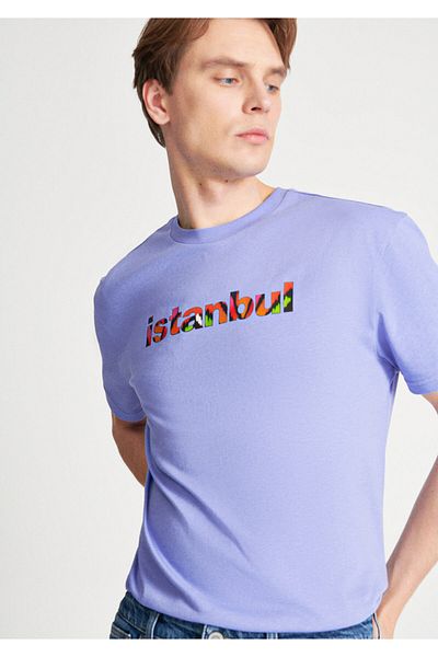 Mavi Istanbul Printed Lilac T-shirt Loose Fit 0610348-81079