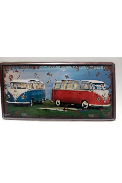 grsl Kabartmalı Vintage Metal Plaka Vosvos Araç 15x30