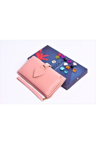 Ozka Leather Collection Trendy Spade Clip Women's Wallet with Phone Compartment - Keychain