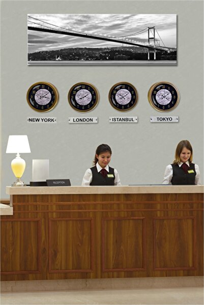 Platin Saat طقم معدني عتيق 36 م مكون من 4 قطع ساعة عالمية للفندق