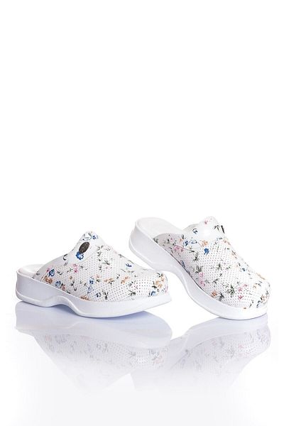 drmitrasaboterlik Women's White Floral Slippers saboterlik001