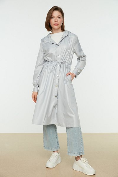 Trendyol Modest Regenmantel - Grau - Puffer