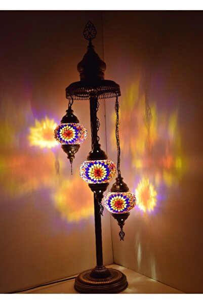 karlıkturistik Mozaik Lambader,otantik Lambası,dekoratif Köşe Lambası 3 Lü Mozaik Gece Lambası Model 2