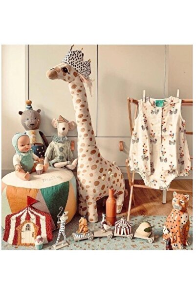 Sole Giraffe Zürafa Dekoratif Yastık Uyku Ve Oyun Arkadaşı Peluş Hayvanlar 1 Metre 100 Cm X 34 Cm Bej