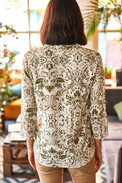 Olalook Women's Ecru Khaki Patterned Shirt GML-19000891