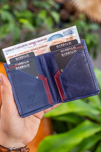 Garbalia Parma Vintage Leather Navy Blue Men's Wallet