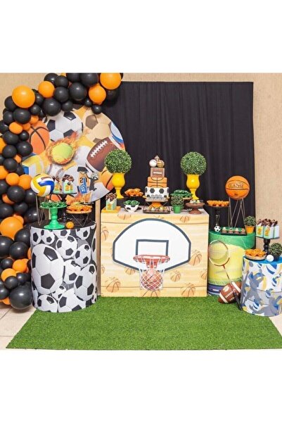 BEST PARTİ DOĞUM GÜNÜ PARTİ SÜSLERİ Pastel Balloon Chain Orange - Black 50 Pi...