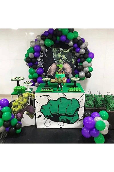 BEST PARTİ DOĞUM GÜNÜ PARTİ SÜSLERİ Hulk Man Concept Balloon Chain 50 Pieces