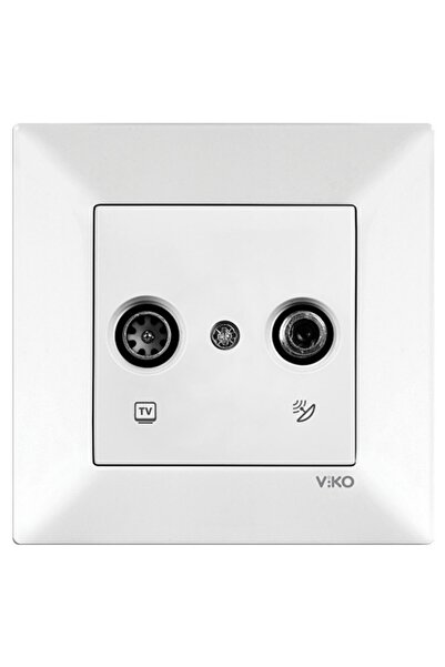 VİKO مقبس تلفزيون فضائي من نوع Karre Tv-sat مع إطار (tv-sat) باللون الأبيض