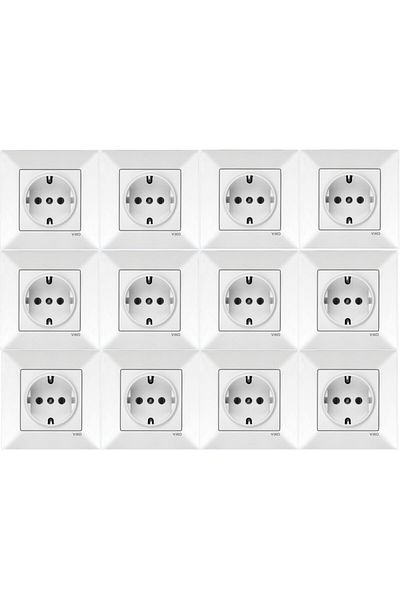 VİKO Meridian 12 Pieces Grounded Socket - Framed