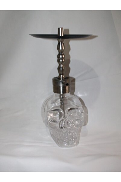 AVO-CATTO Gümüş Gri Kuru Kafa Puf Çelik Hediyelik Nargile Takımı