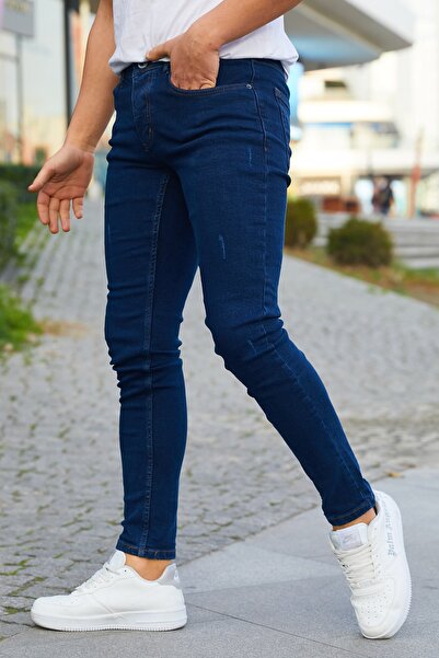 Ser Joven Ανδρικό τζιν παντελόνι Navy Blue εφαρμοστό Laser ελαστικό ύφασμα