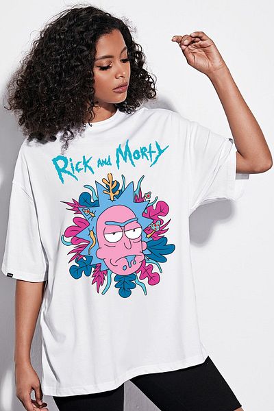 DEEPSENCE White Oversize Women's T-Shirt - Front Print