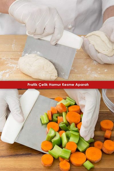 Anadolu Saray Çarşısı Practical Stainless Steel Dough Cutting Apparatus - Cutter Scraper Pastry and Cake Shaping Spatula