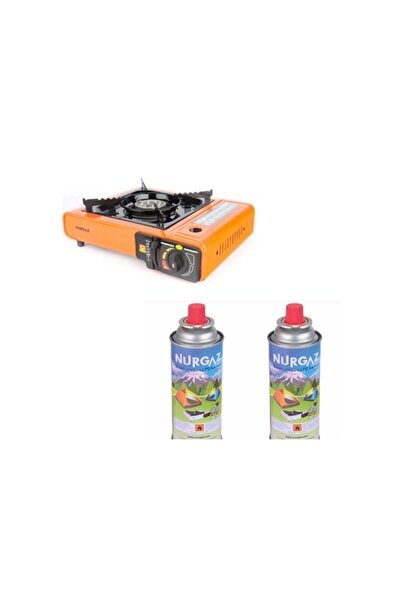 NURGAZ Tekli Portatif Ocak ( Tüp Bağlantılı ) 2 Adet 220 gr Kartuşu Kamp Ocağı