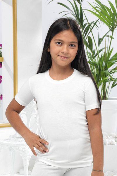 Malabadi Children Unisex Ecru Short Sleeve Thermal Underwear 90402