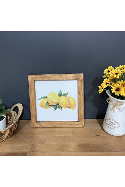 TrendTablom Limon Salkımı Ahşap Çerçeveli Mutfak Balkon Duvar Panosu Tablo
