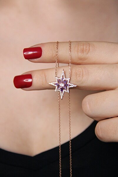 Argentum Concept 925 Ayar Gümüş Baget Taşlı Kutup Yıldızı Kolye - N168101