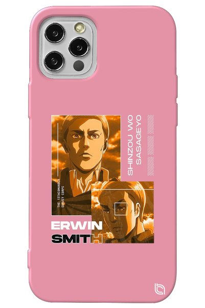WANNA PROTECT iPhone 13 Pro Pink Premium Velvet Attack on Titan Erwin Pattern...