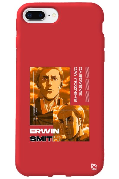 WANNA PROTECT iPhone 8 Plus Red Premium Velvet Attack on Titan Erwin Patterne...