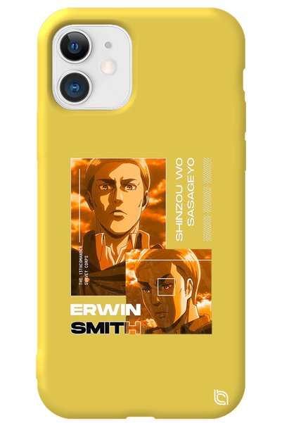 WANNA PROTECT iPhone 12 Yellow Premium Velvet Attack on Titan Erwin Patterned...