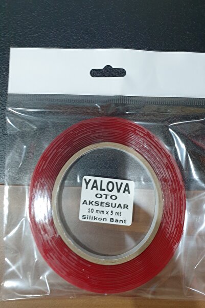 Yalova Oto Aksesuar Çift Taraflı Bant Şeffaf Silikon Bant Güçlü Yapıştırıcı Montaj Bandı 10mm X 5 Metre 10milimetre