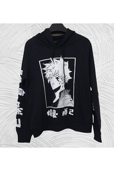 Köstebek Суитшърт с качулка и принт с аниме Katsuki Bakugou