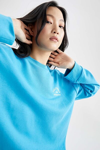 DeFacto Regular Fit Bisiklet Yaka Sweatshirt