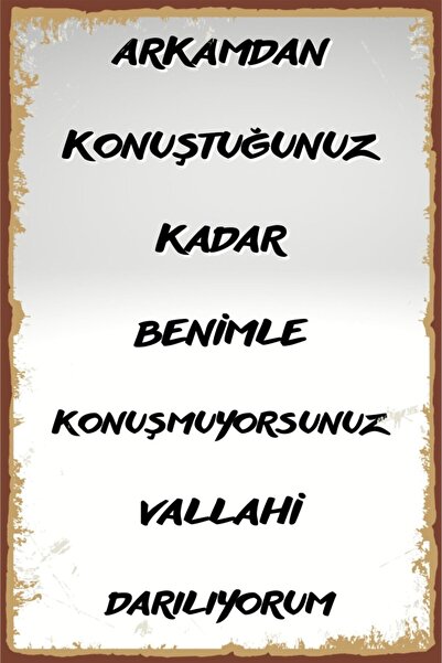 Hayal Poster Duvar Yazıları Vallahi Darılıyorum Retro Ahşap Poster