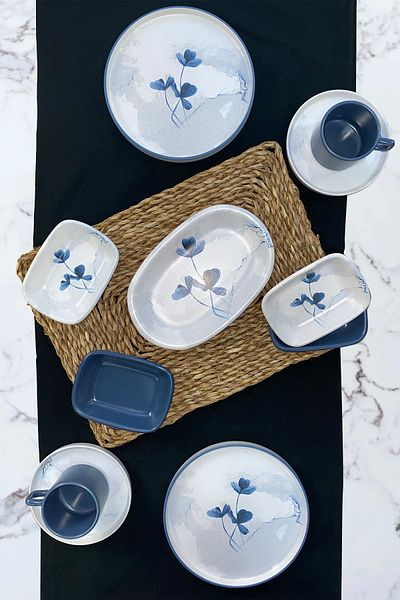 Keramika Blue Magic Breakfast Set 11 Pieces for 2 Persons
