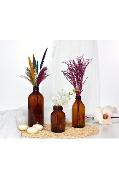whitetech 500ml 250ml 100ml Üçlü Set Amber Kahverengi Cam Vazo