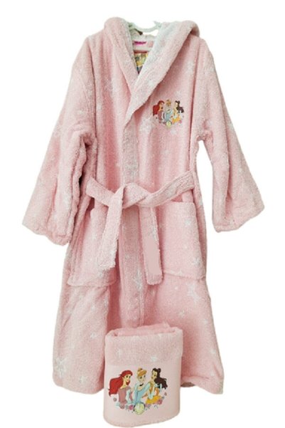 Özdilek Princess Time Disney Licensed Children's Towel Bathrobe Set 2 Piece S...