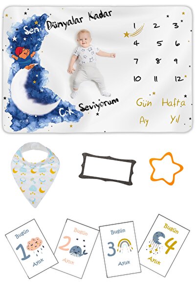 Fleece Memorial Blanket and 12-Month Anniversary Card for Male Newborn – Baby Shower Gift