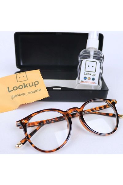 LOOKUP Unisex Leopard Print Clear Glasses - Glass Reading Frame