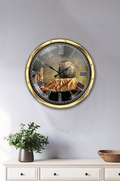 Kasva Concept Δώρο 40 εκ. Χρυσό Μεταλλικό Διακοσμητικό Μοτίβο Ρολόι τοίχου