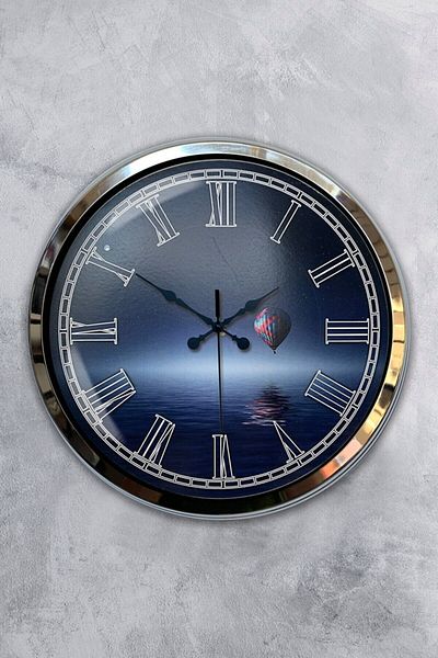 Kasva Concept Gift Decorative 40 cm Chrome Metal Cappadocia Wall Clock