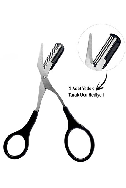 AİLY COSMETİCS Aily Taraklı Kaş Makası Yedek Tarak Hediye