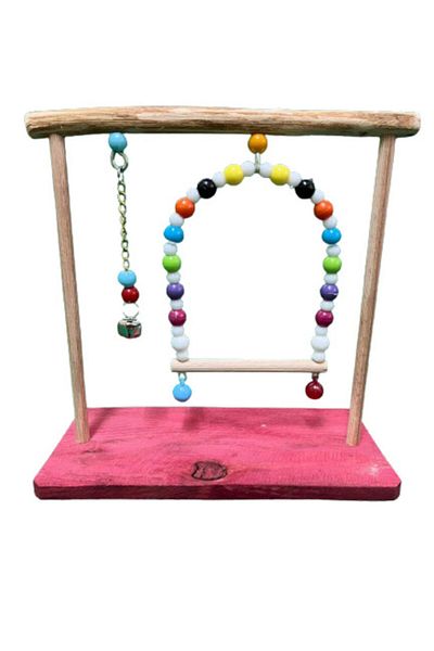 Wooden Bird حامل أرجوحة ولعبة باللون الأحمر