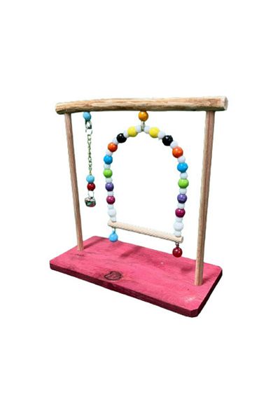 Wooden Bird حامل أرجوحة ولعبة باللون الأحمر