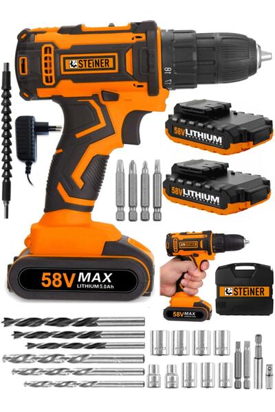 STEİNER Germany Technology Cooper 58 V 5 Ah Darbeli Metal Şanzıman Şarjlı Çif...